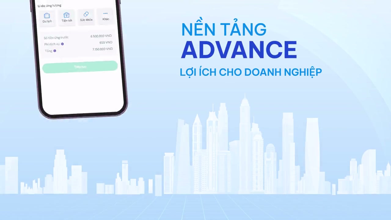 Advance employee benefits app and blue brand typography
